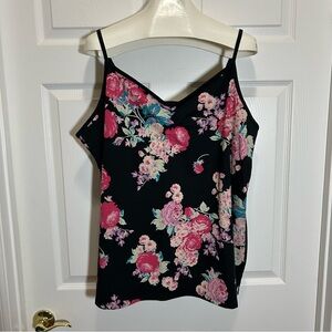 Torrid Black Camisole with Pink Floral Design